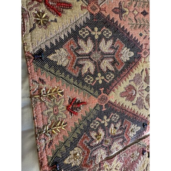 6 VTG Pier One Tapestry Moroccain Placemats Multicolor Beaded Bohemian Table Top - Picture 9 of 15